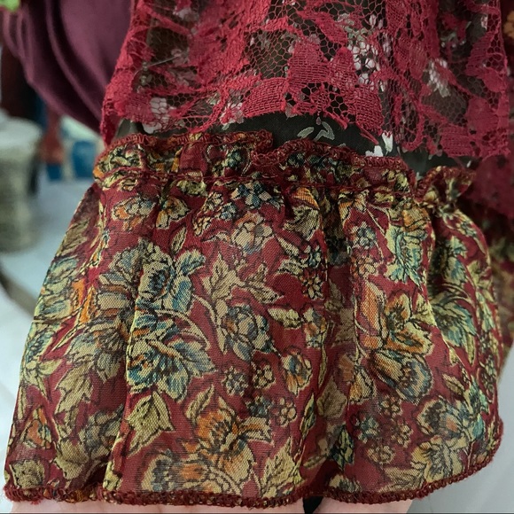 Boho Gypsy Ruffle Lace Crop top - Picture 8 of 12